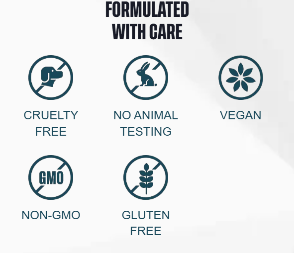 Được phát triển tận tâm — không thử nghiệm trên động vật, thuần chay, không GMO, không gluten