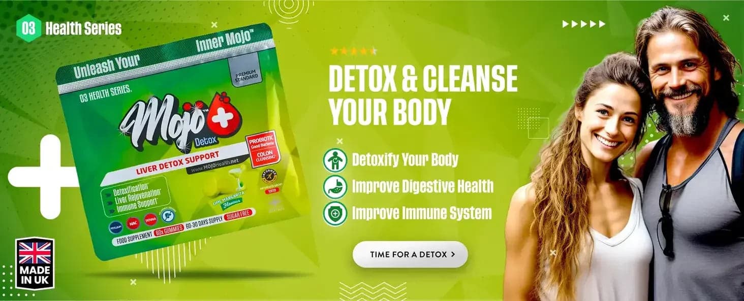 Mojo Detox — hỗ trợ detox gan: thanh lọc cơ thể, cải thiện sức khỏe tiêu hóa, tăng cường hệ miễn dịch. Là lúc detox rồi.